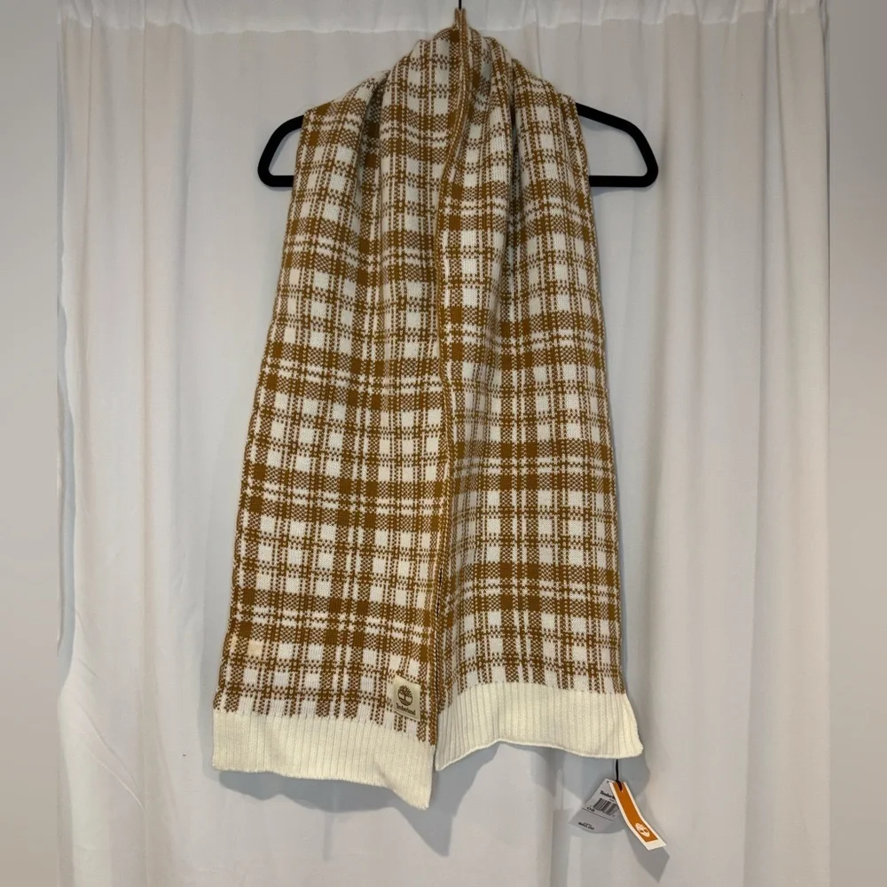 NWT Timberland Tan and Cream Checkered Scarf
